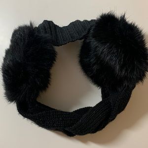 BCBG MaxAzria rabbit fur earmuff headband